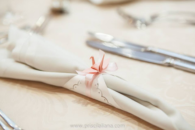 mini wedding - porta guardanapos com tsuru - sakura origami atelie