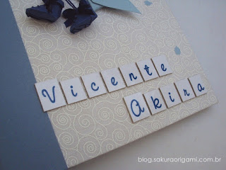 caderno de mensagens do bebê - tsuru e  sapatinhos - sakura origami atelie