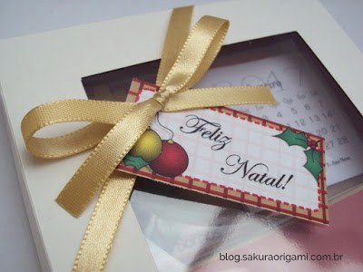 Lembrancinha natalina com origami - kit marcador, calendário e bloquinho - sakura origami atelie