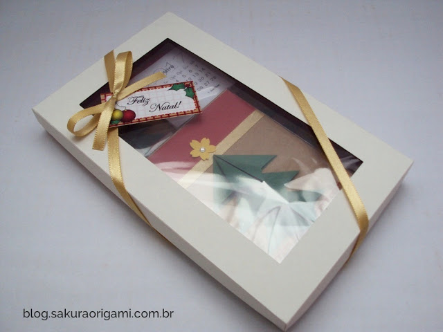Lembrancinha natalina com origami - kit marcador, calendário e bloquinho - sakura origami atelie