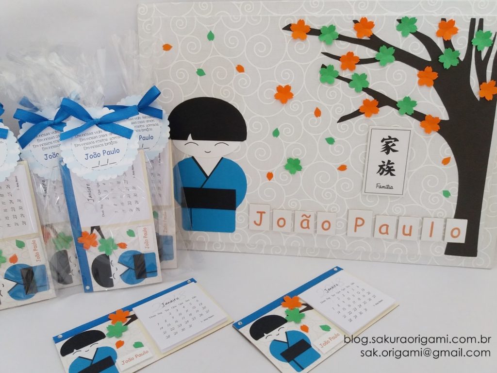 Porta Maternidade japones e lembrancinhas calendário - sakura origami atelie