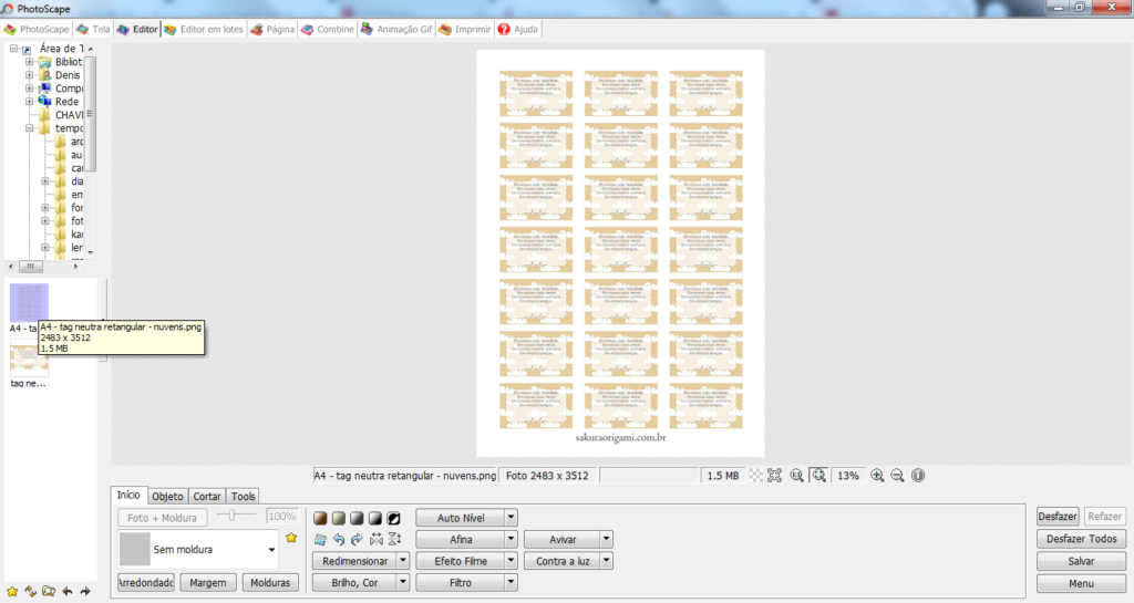 Como colocar o Nome nos arquivos gratuitos usando PhotoScape - Sakura Origami Ateliê 