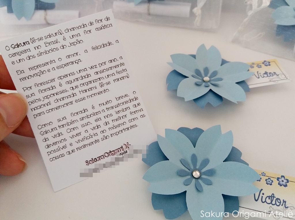 Lembrancinha de Nascimento - ímã de flor de sakura - Sakura Origami Ateliê